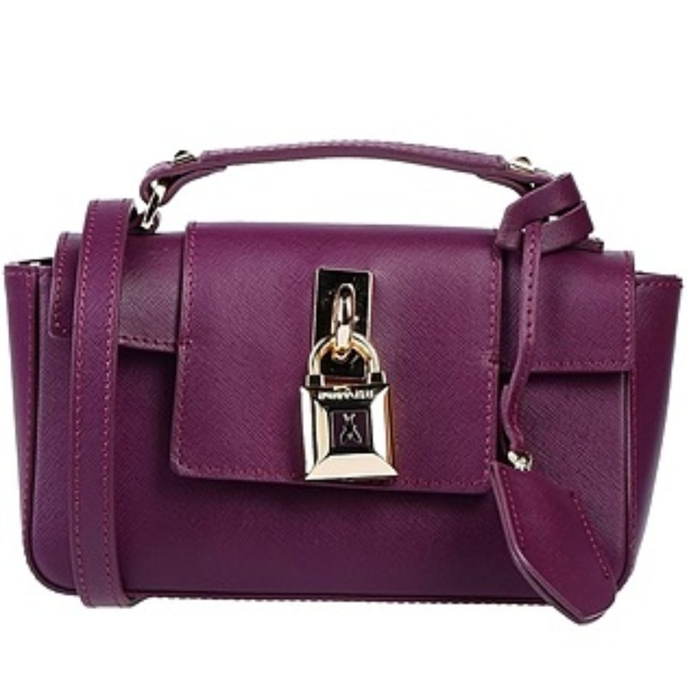 PATRIZIA PEPE Top Handle Mini Purple Leather Shoulder Bag